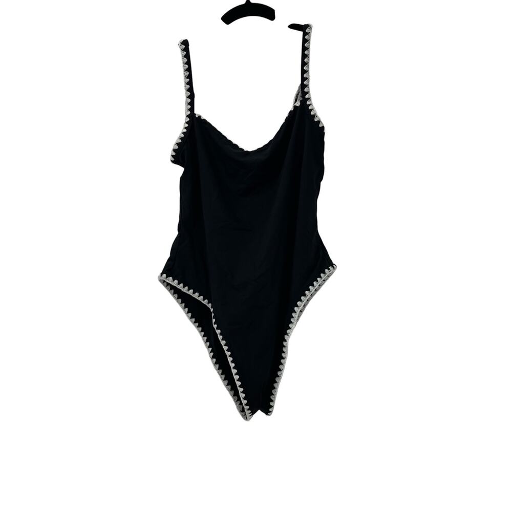 L*Space Nadia One-Piece Swimsuit Sensual Solid Black Cream Size Large NWT - Picture 7 of 10